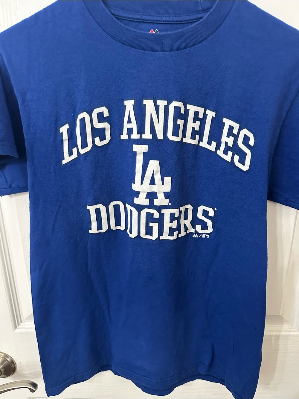Majestic Los Angeles Dodgers Royal Blue Graphic Tee T-Shirt, size Small